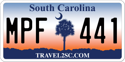 SC license plate MPF441