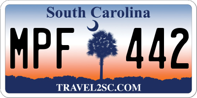 SC license plate MPF442