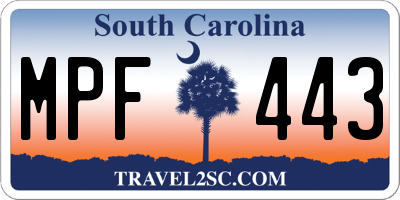 SC license plate MPF443