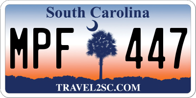 SC license plate MPF447