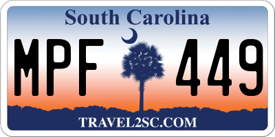 SC license plate MPF449