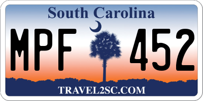 SC license plate MPF452