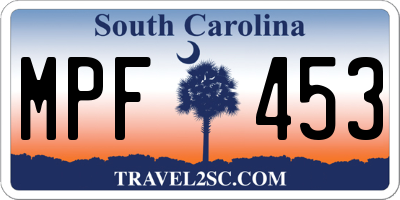 SC license plate MPF453