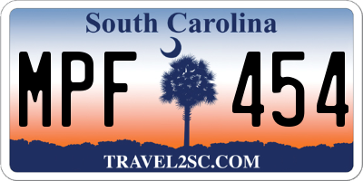 SC license plate MPF454