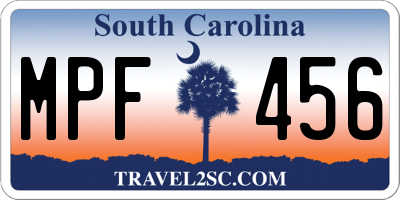 SC license plate MPF456