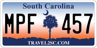 SC license plate MPF457