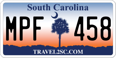 SC license plate MPF458