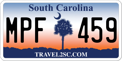 SC license plate MPF459