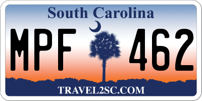 SC license plate MPF462
