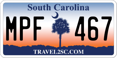 SC license plate MPF467