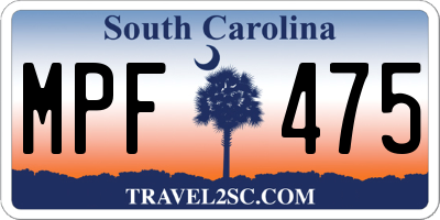 SC license plate MPF475