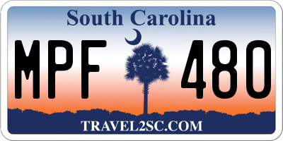 SC license plate MPF480