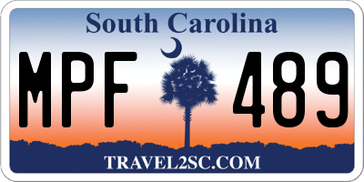 SC license plate MPF489
