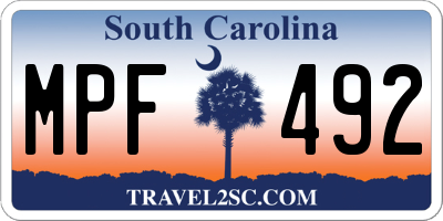 SC license plate MPF492