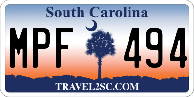 SC license plate MPF494