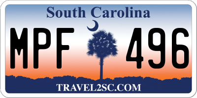SC license plate MPF496
