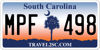 SC license plate MPF498