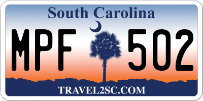 SC license plate MPF502