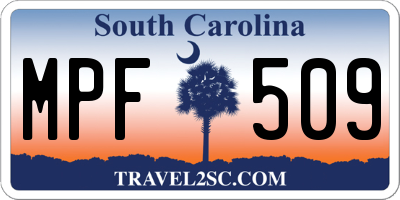 SC license plate MPF509