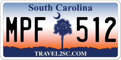 SC license plate MPF512