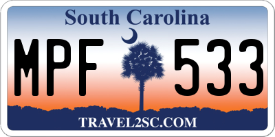 SC license plate MPF533
