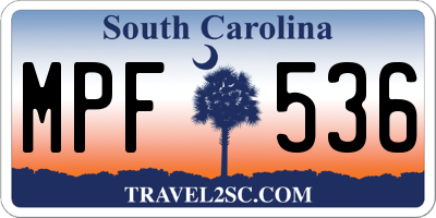 SC license plate MPF536