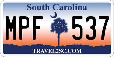 SC license plate MPF537