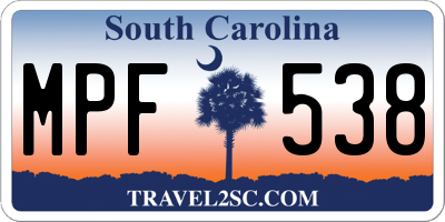 SC license plate MPF538