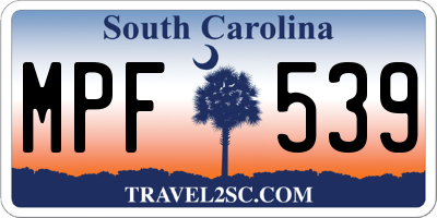 SC license plate MPF539