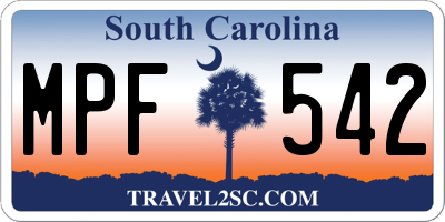 SC license plate MPF542