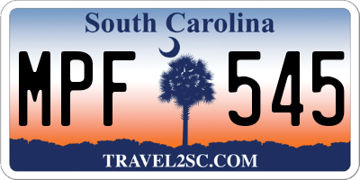 SC license plate MPF545