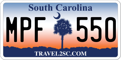 SC license plate MPF550
