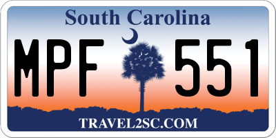 SC license plate MPF551