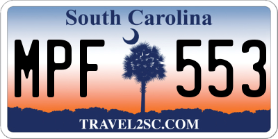 SC license plate MPF553