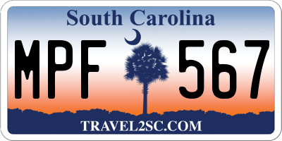 SC license plate MPF567