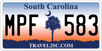 SC license plate MPF583
