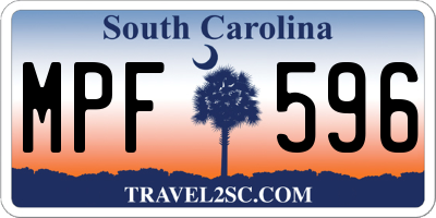 SC license plate MPF596