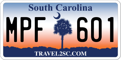 SC license plate MPF601