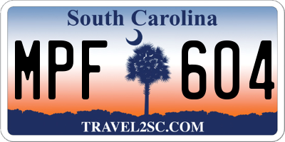 SC license plate MPF604