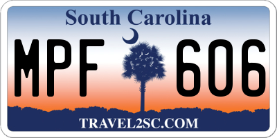 SC license plate MPF606