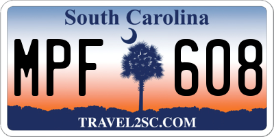 SC license plate MPF608