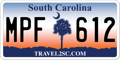 SC license plate MPF612