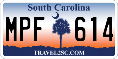 SC license plate MPF614