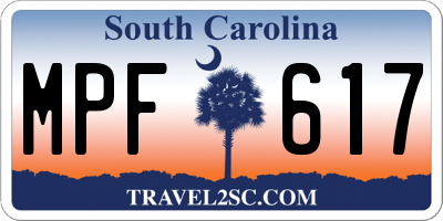 SC license plate MPF617