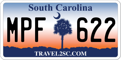 SC license plate MPF622