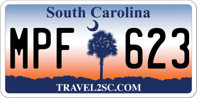 SC license plate MPF623
