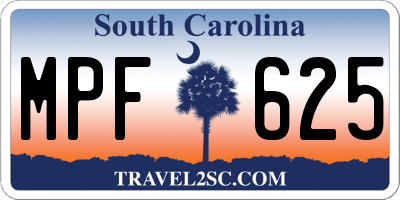 SC license plate MPF625