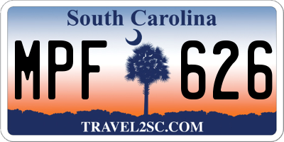 SC license plate MPF626