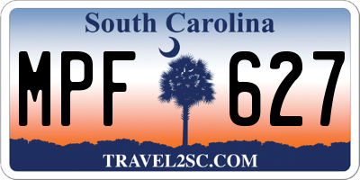 SC license plate MPF627