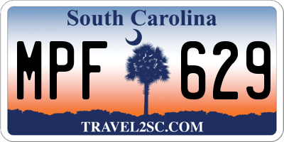 SC license plate MPF629